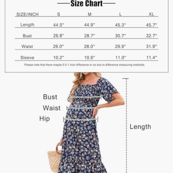 Boho Off Shoulder Midi Maternity Dress NWT - Picture 4 of 4